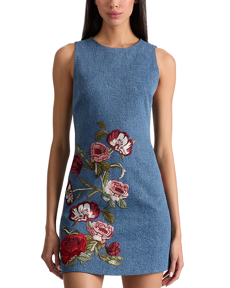 Alice And Olivia Cade Floral Embroidered Sleeveless Shift Dress