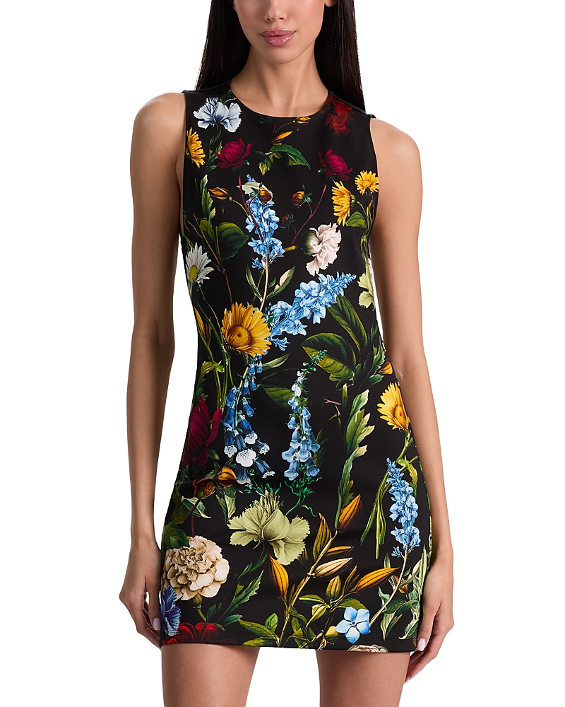 Alice And Olivia Wynell A-line Mini Dress Social Hour Black In Black