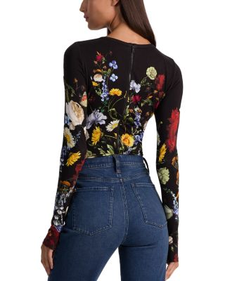 Olea Long Sleeve Crewneck Floral Bodysuit