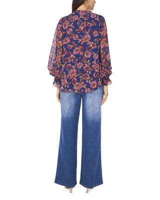 Split Neck Long Sleeve Blouse