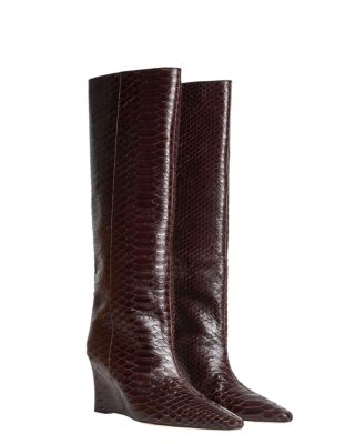 Women's Embossed Leather Wedge Boot