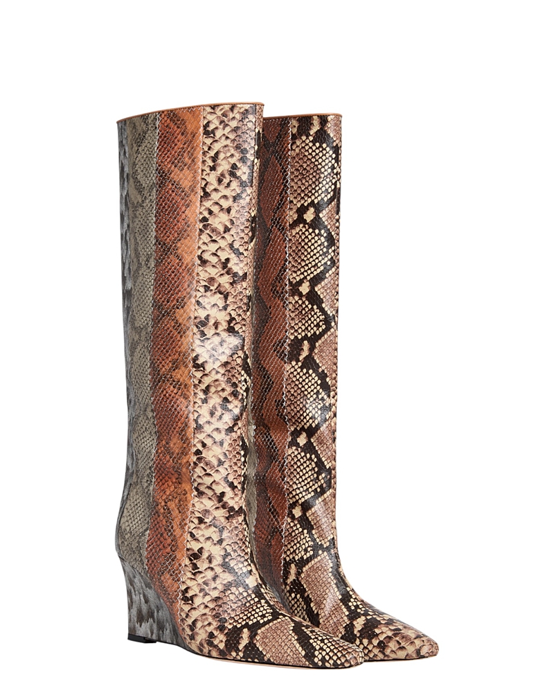 Cynthia Rowley Embossed Leather Wedge Boot In Multi