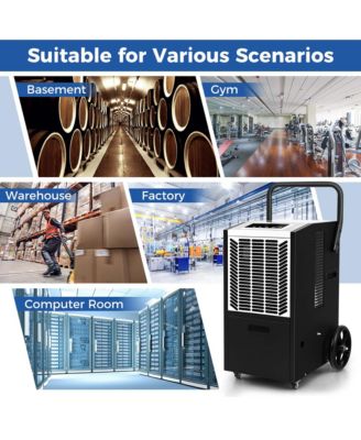  163 Pints Commercial Dehumidifier with Pump & Drain Hose Heavy Duty Dehumidifier