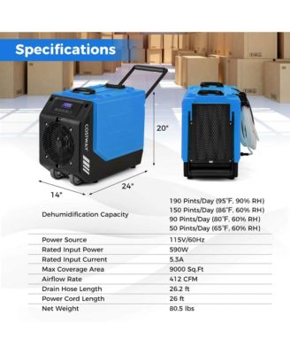 190 PPD Commercial Dehumidifier Rotational Molded Industrial Dehumidifier with Pump