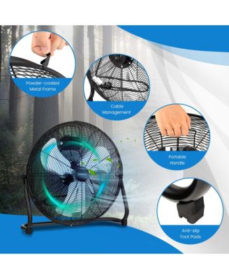 20" High Velocity Portable Pivoting Floor Fan with 3 Powerful Speeds