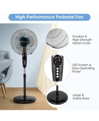 16" Adjustable Oscillating Pedestal Fan Dual Blades with Remote Control