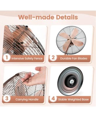 16" Standing Pedestal Fan with 3 Speed Settings Carrying Handle Aluminum Blades