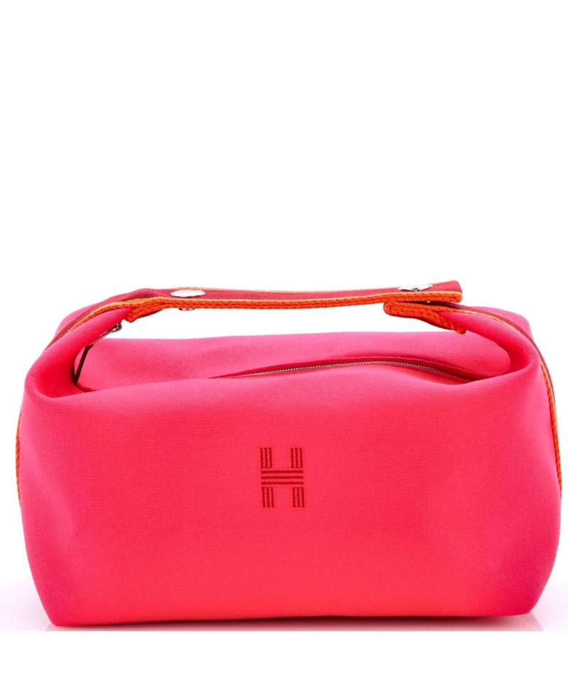 Pre-owned Pre-owned Hermes Hermes Gm Bride-a-brac Travel Case Toile In Pink