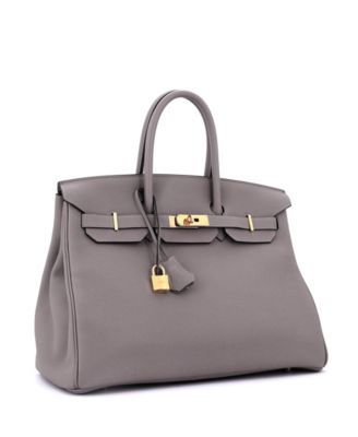 Birkin 35 Handbag Grey Togo with Gold Hardware