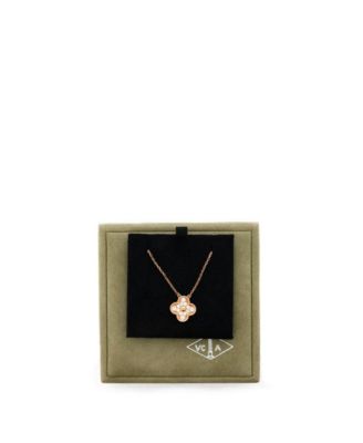 Vintage Alhambra Pendant Necklace 18K Rose Gold and Diamonds