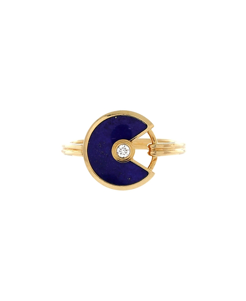 Pre-owned Pre-owned Cartier Cartier Amulette De Cartier Ring 18k Gold With Diamond And Lapis Lazuli