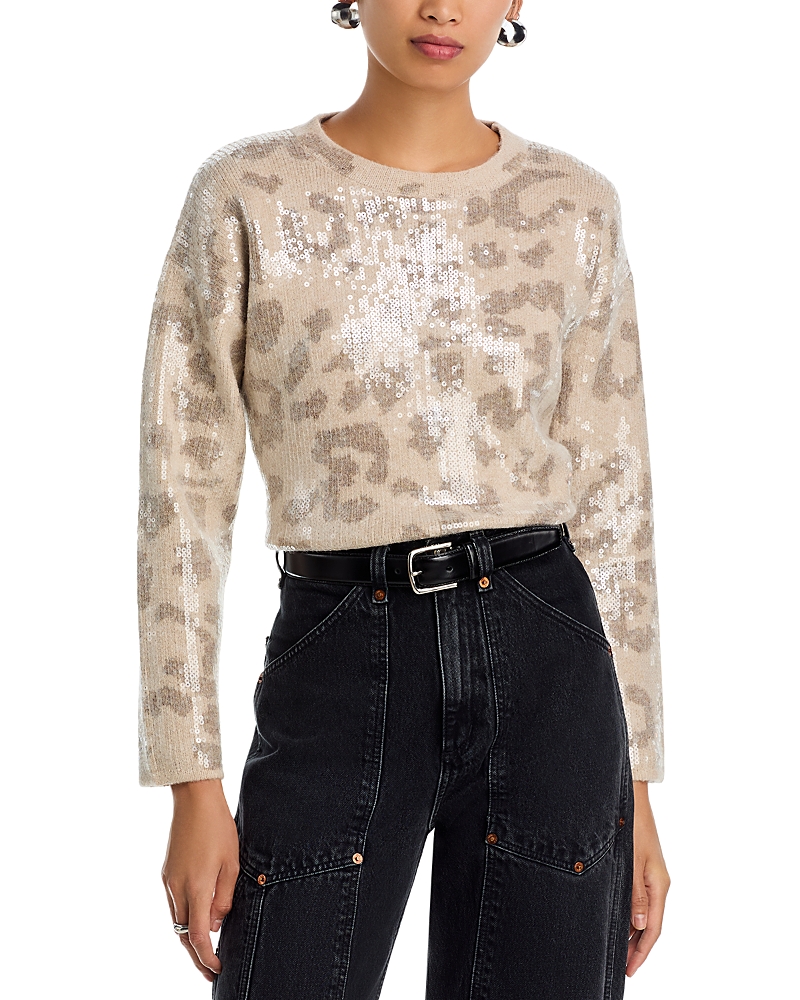 Aqua Sequin Leopard Sweater - Exclusive In Multi