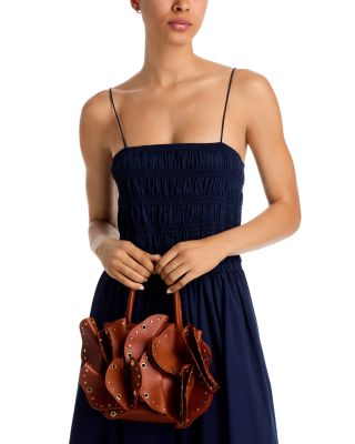 Flower Stud Leather Shoulder Bag