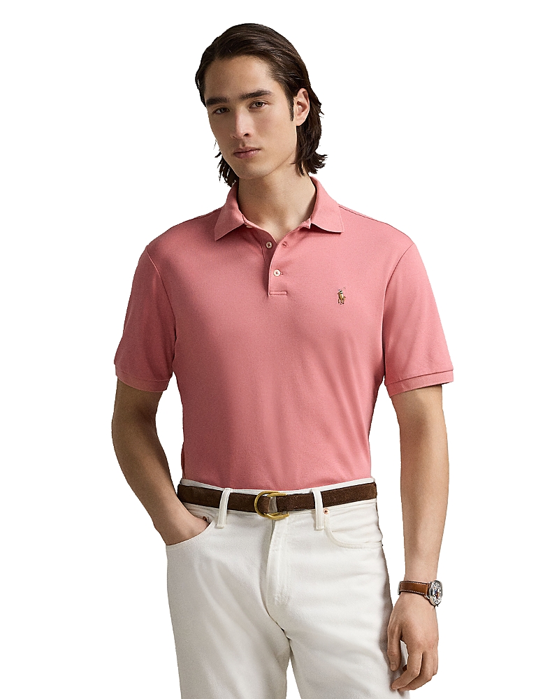 Polo Ralph Lauren Player Logo Slim Fit Pique Polo In Washed Red In Pink