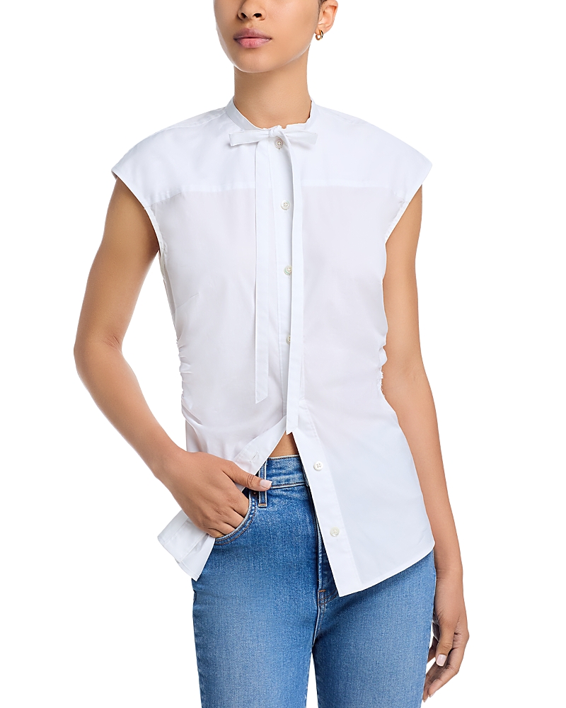 Veronica Beard Joon Sleeveless Button-front Top In White