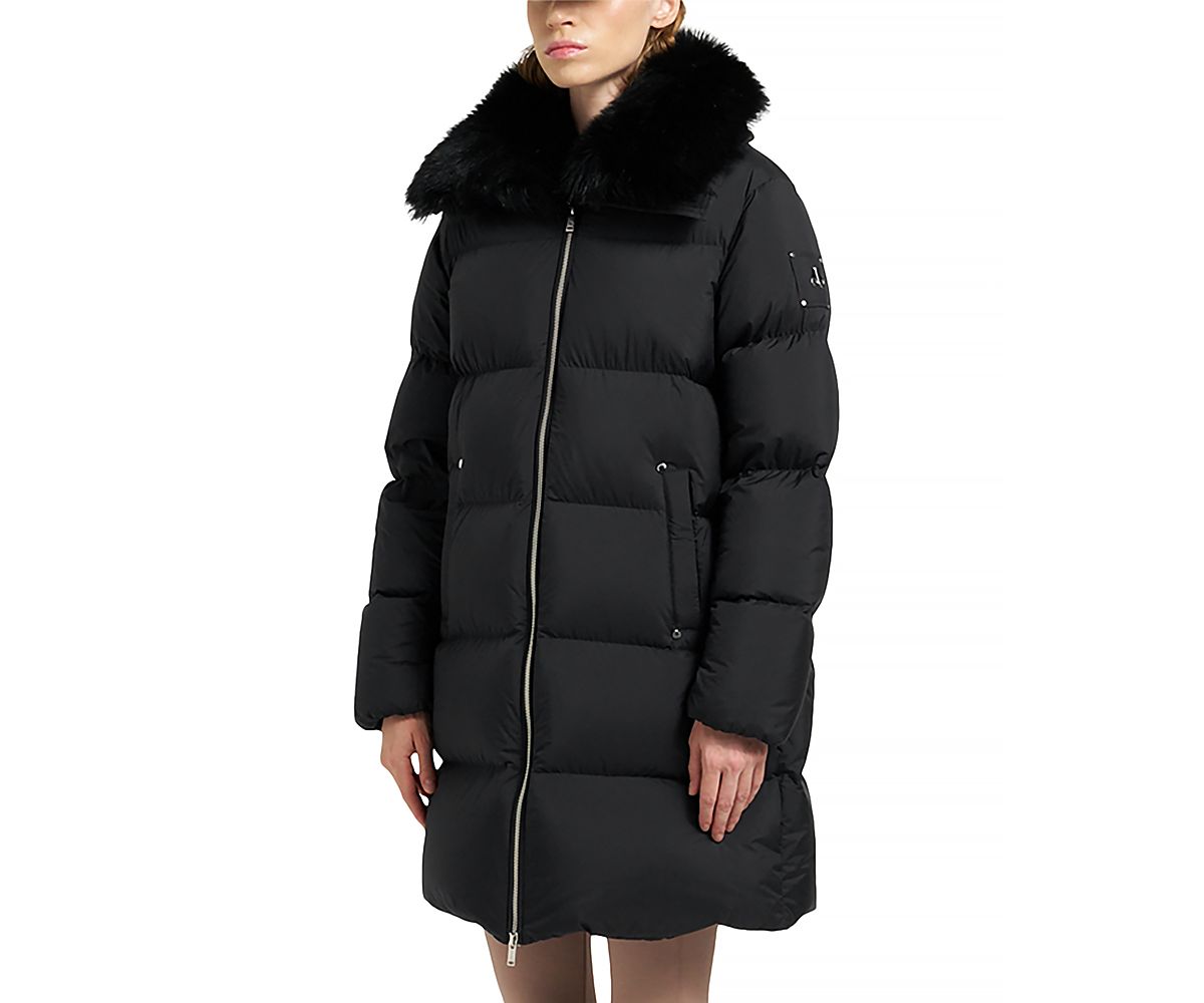 Moose Knuckles Belle Dune Shearling Trim Down Coat