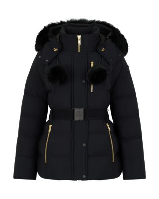 Gold Cambria Shearling Trim Down Jacket