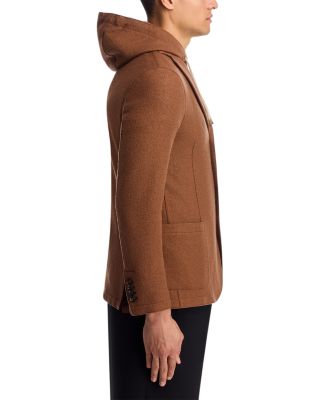 Boiled Wool Slim Fit Sport Coat with Removable Full Zip Hoodie