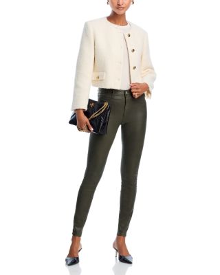 Marguerite Coated High Rise Skinny Jeans in Deep Olive