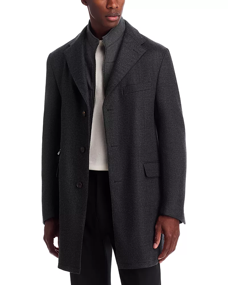 Corneliani Herringbone Bib Top Coat