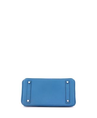 Birkin 25 Handbag Blue Epsom with Palladium Hardware