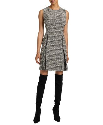 Ida Modern Tweed Shift Dress with Skirt Zipper Detail