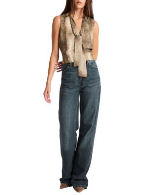 Teca Printed Georgette Sleeveless Tie Neck Blouse