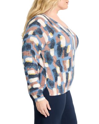Brushstrokes Waffle V Neck Sweater
