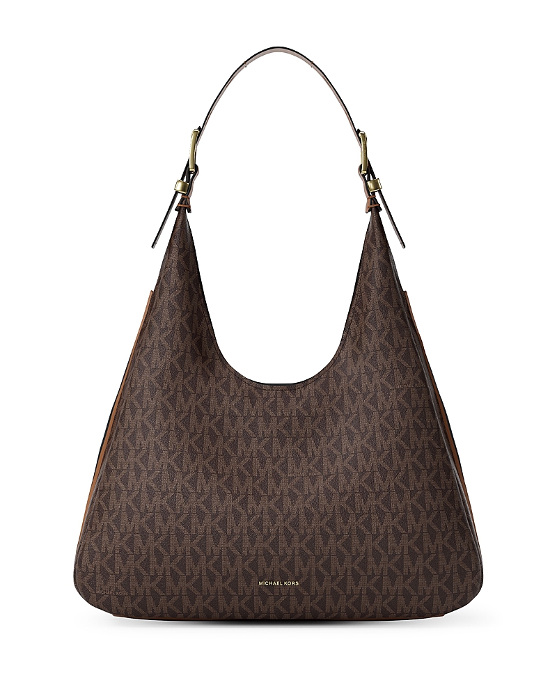 Michael Kors Nolita Large Signature Logo Shoulder Bag In Brown
