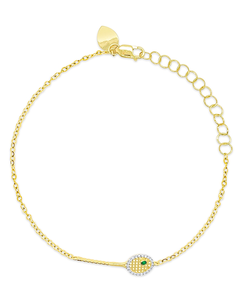 Meira T 14k Yellow Gold Diamond & Emerald Accent Tennis Racket Bracelet In Gold