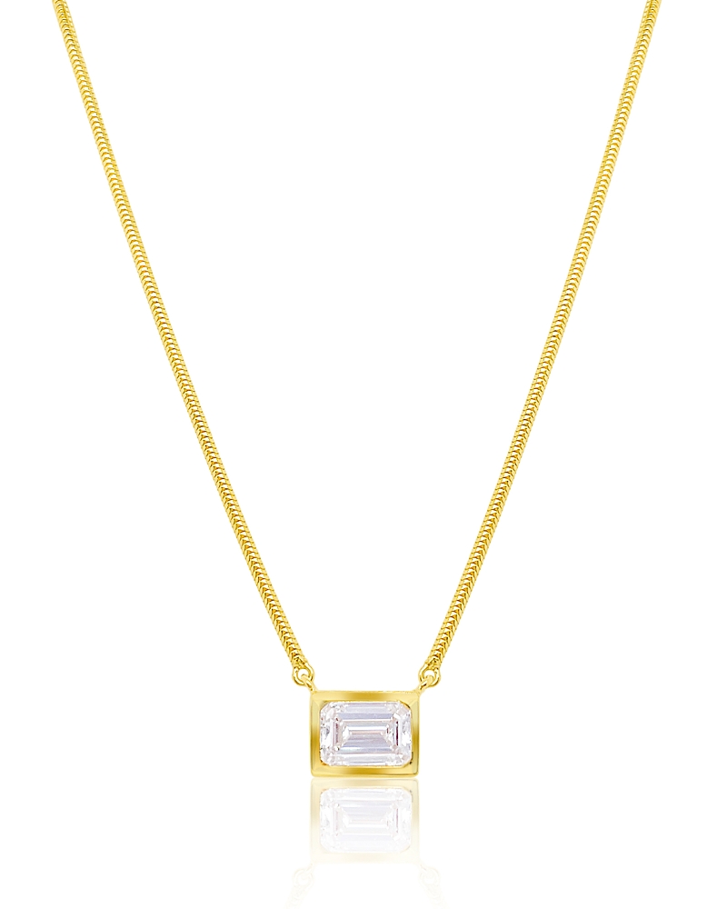 Meira T 14k Yellow Gold Lab Grown Diamond Emerald Cut Pendant Necklace, 16-18 In Gold