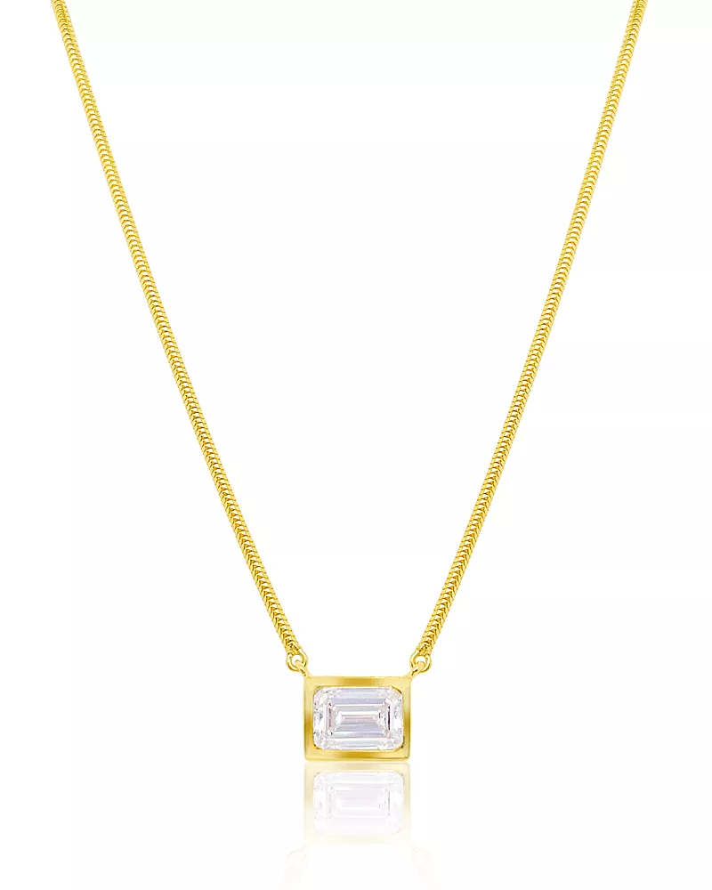 Meira T 14K Yellow Gold Lab Grown Diamond Emerald Cut Pendant Necklace, 16