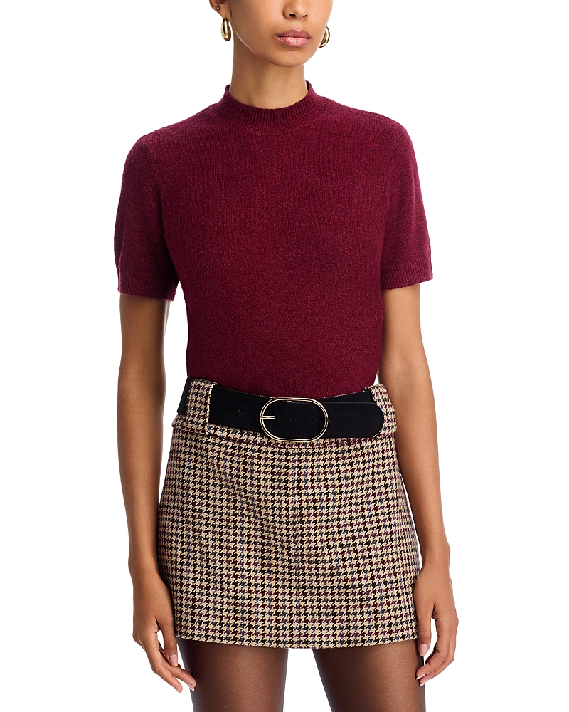 French Connection Vhari Short Sleeve Crop Sweater In Burgundy