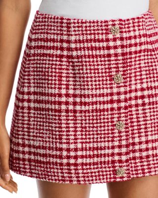 Brushed Houndstooth Mini Skirt
