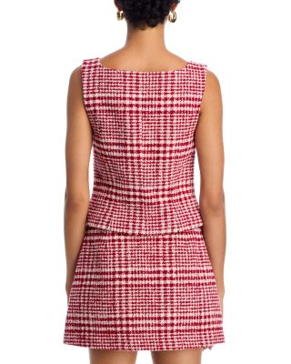 Brushed Houndstooth Square Neck Sleeveless Top