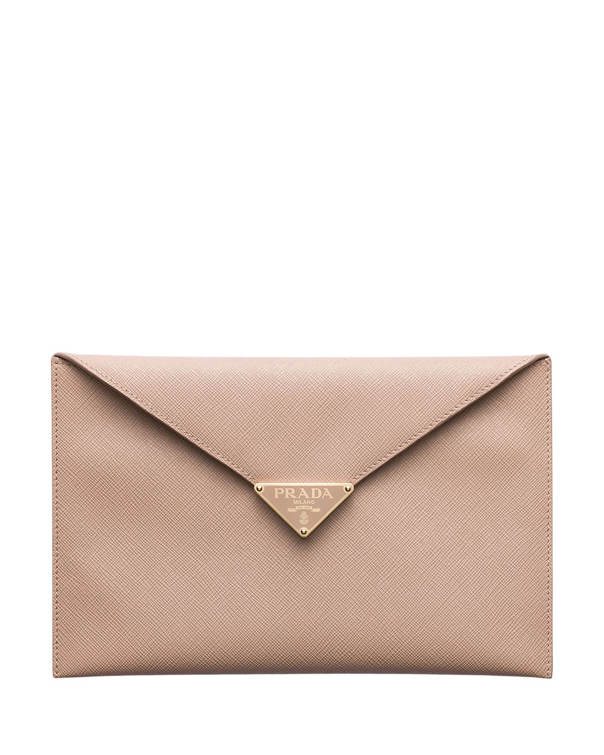 Prada Saffiano Leather Envelope Clutch
