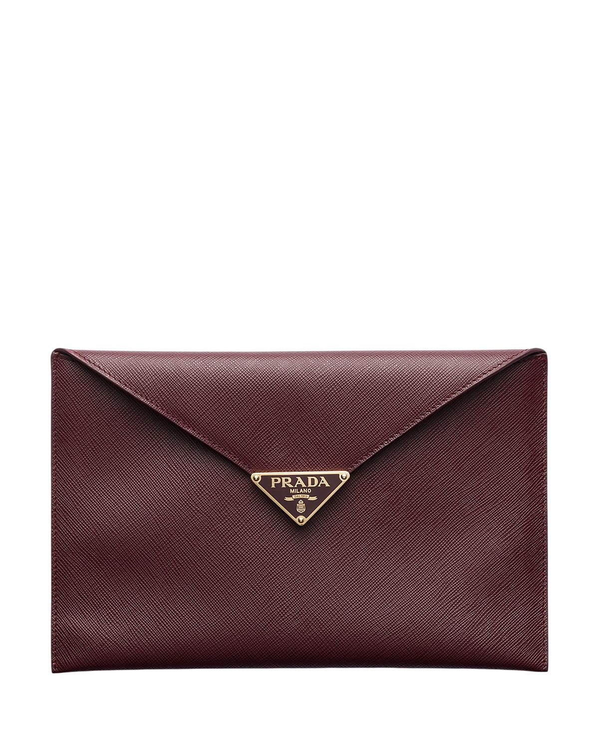 Prada Saffiano Leather Envelope Clutch