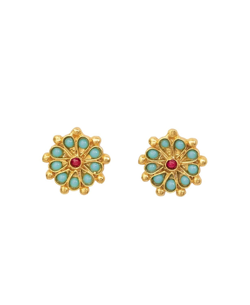 Ottoman Hands Agate Beaded Stud Earrings
