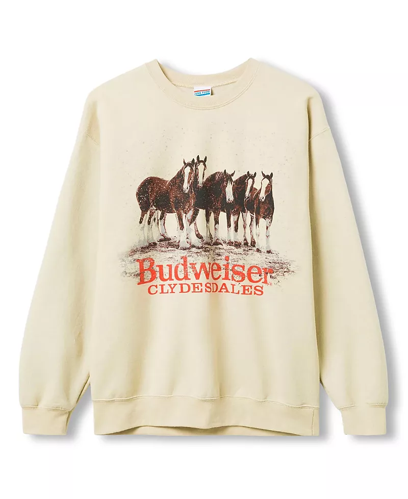 Junk Food Clothing Men's Budweiser Clydesdales Herd Flea Market Fleece Sweatshirts