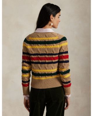 Striped Cable Wool Cashmere Cardigan