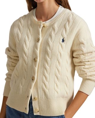 Cable Knit Wool Cashmere Cardigan