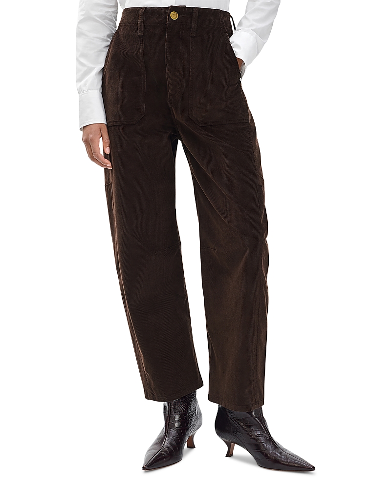 Rag & Bone Charlie Super High Waist Crop Barrel Corduroy Jeans In Brown