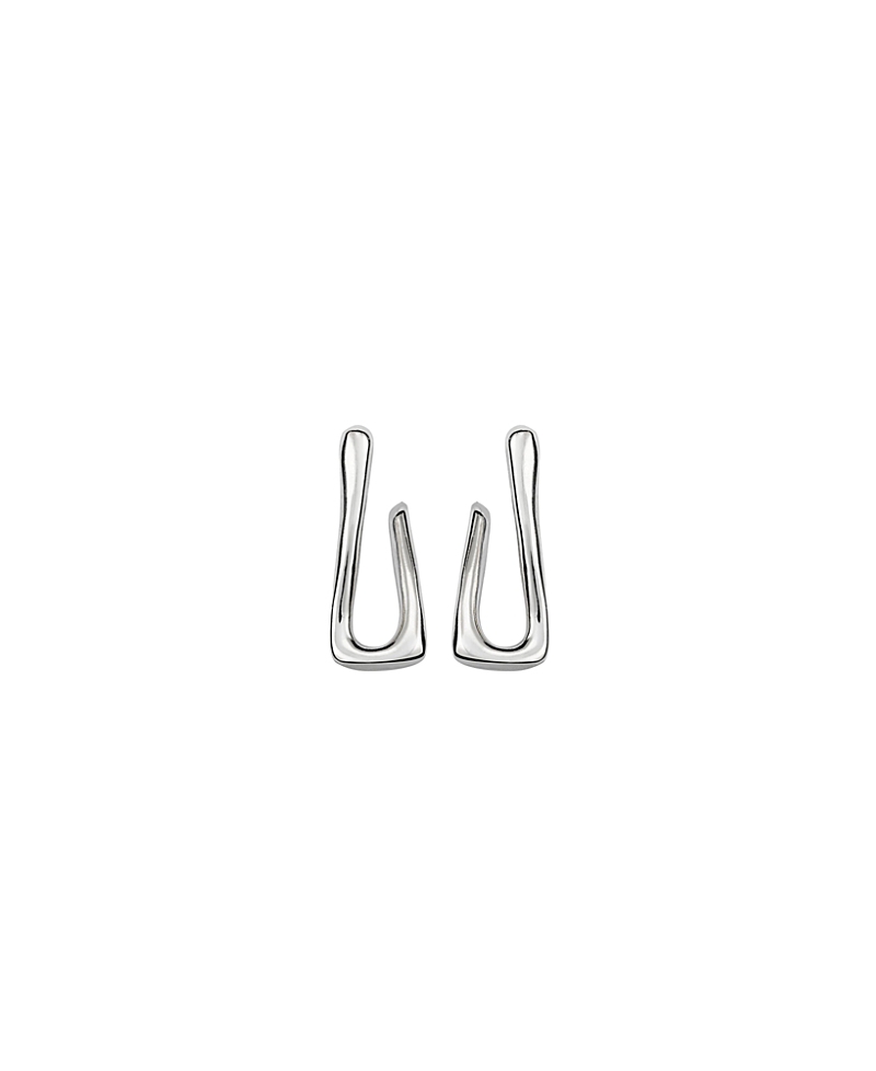 Unode50 Sterling Silver-plated Link Shaped Earrings In Metallic