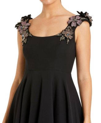 Crepe Sleeveless With Rhinestone Flowers Ballgown