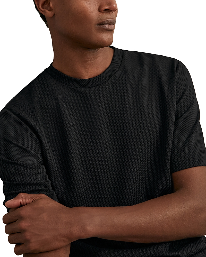 Reiss Textured Crewneck Tee In Black