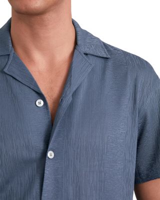 Stripe Jacquard Regular Fit Button Down Short Sleeve Cuba Shirt