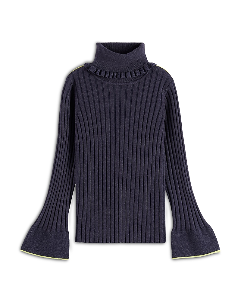 Scotch & Soda Girls' Rolled Neck Rib Sweater - Little Kid, Big Kid In Blue