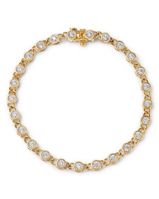 Diamond Bezel Tennis Bracelet in 14K White & Yellow Gold, 0.98 tcw