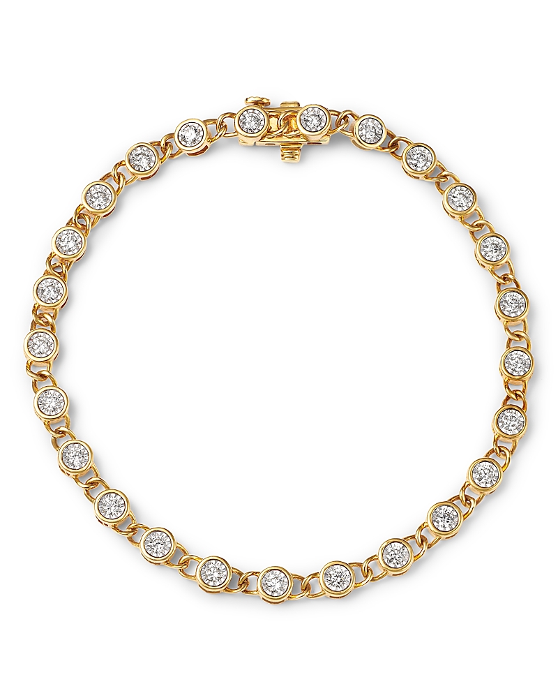 Bloomingdale's Fine Collection Diamond Bezel Tennis Bracelet in 14K White & Yellow Gold, 0.98 tcw