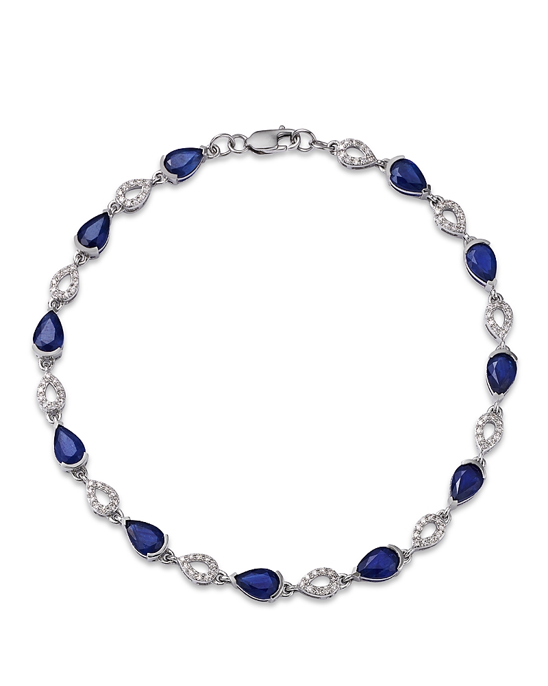 Bloomingdale's Fine Collection Sapphire & Diamond Pear Tennis Bracelet in 14K White Gold